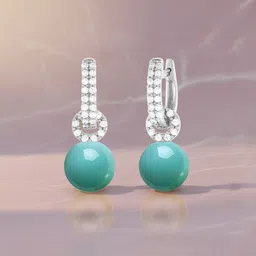 MINUTIAE Silver-Plated Artificial Stones Studded And Pearls Beaded Spherical Hoop Earrings image 2