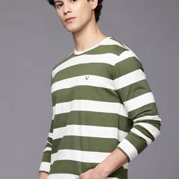 Allen Solly Men Striped Pure Cotton Slim Fit T-shirt-picture-39