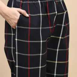 Kryptic Black & Navy Blue Cotton Relaxed Fit Printed Lounge Pants - Pack of 2 image 3