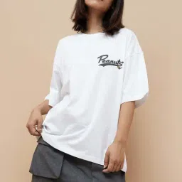 Ginger by Lifestyle White Cotton Printed T-Shirt-image-19