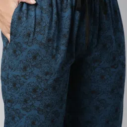 Kryptic Teal & Navy Cotton Relaxed Fit Printed Lounge Pants - Pack of 2 image 3