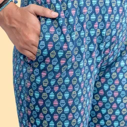 Kryptic Blue & Navy Cotton Relaxed Fit Printed Lounge Pants - Pack of 2 image 3