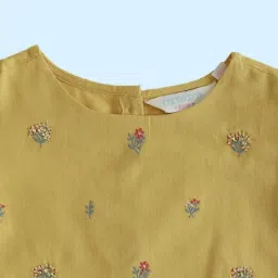 Akkriti by Pantaloons Kids Mustard Cotton Embroidered Top image 3