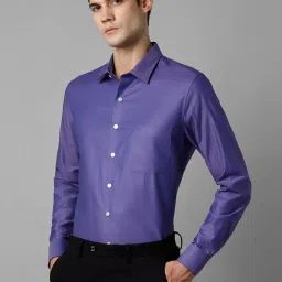 Louis Philippe Purple Cotton Slim Fit Shirt image 3