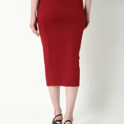 showoffff Showoff Red Cotton Blend Regular Fit Skirt image 2