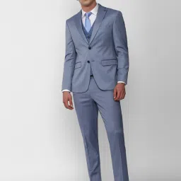 Peter England Sky Blue Slim Fit Notch Lapel Three Piece Suit image 3