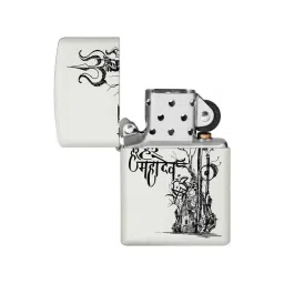 Zippo White Brass Shivas Trishul Design Windproof Pocket Lighter image 3