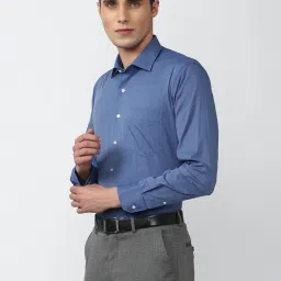 Van Heusen Blue Slim Fit Cotton Shirt image 3