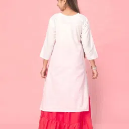 Aarika Kids White & Red Cotton Embroidered Kurti Set image 2
