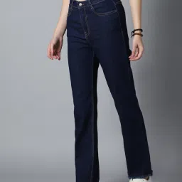 High Star Dark Blue Cotton Straight Fit Mid Rise Jeans image 3