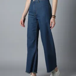 High Star Dark Blue Cotton Straight Fit Mid Rise Jeans image 3