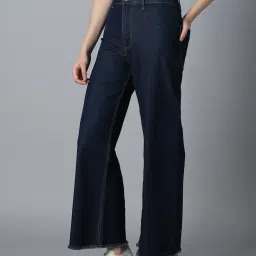 High Star Dark Blue Cotton Straight Fit Mid Rise Jeans image 3