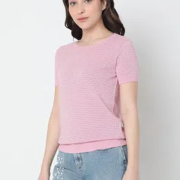 vero moda VM MIA SS KNIT TOP IN image 3