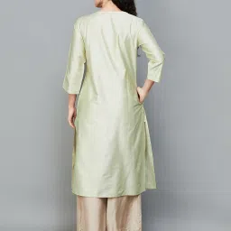 Melange by Lifestyle Mint Green Embellished Straight Kurta image 2