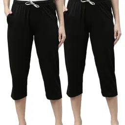 Kryptic Black Cotton Capris - Pack of 2 image 1
