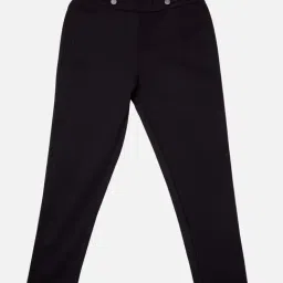 Peppermint Girls Black Cotton Solid Pant-image-61