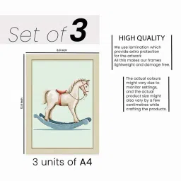 Art Street Beige Synthetic Horse Christmas Bundle Gallery Wall Art - Set of 3 image 2