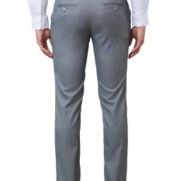 Raymond Grey Melange Slim Fit Flat Front Trousers image 2