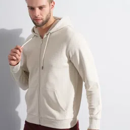 Celio Beige Regular Fit Hooded Sweatshirt image 3