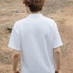 Campus Sutra White Regular Fit Self Pattern Polo T-Shirt image 2