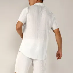 Campus Sutra White Regular Fit Self Pattern Co-Ord Set image 2
