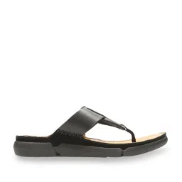 Clarks Men's Trisand Post Black T-Strap Sandals image 1