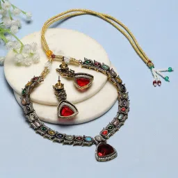Biba Gold Plated Stone Studded Jewellery Set image 2