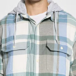 American Eagle Outfitters Green & Beige Cotton Regular Fit Checks Shirt image 3