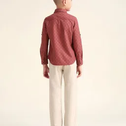 U.S. Polo Assn. Boys Rust Cotton Textured Shirt image 2