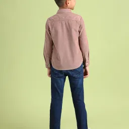 U.S. Polo Assn. Boys Beige Cotton Textured Corduroy Shirts image 2