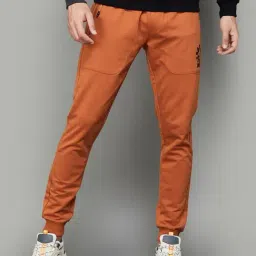 SmileyWorld Brown Cotton Regular Fit Joggers-image-8