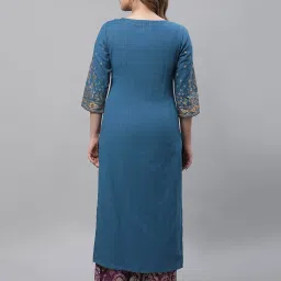 Aurelia Ink Blue Embroidered Straight Kurta image 2