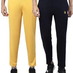 Vimal Jonney Yellow & Navy Cotton Lounge Pants - Pack of 2-picture-44