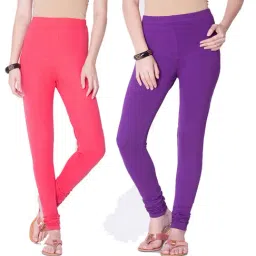 Dollar Missy Pink & Purple Cotton Leggings (Pack of 2)-picture-25