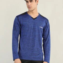 Chkokko Royal Blue Regular Fit V Neck T-Shirt-picture-38