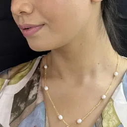 Sri Jagdamba Pearls Fancy M Alphabetic Pearl Chain Pendant for Women image 2