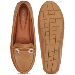 Bata Women's Tan Wedge Loafers image 3