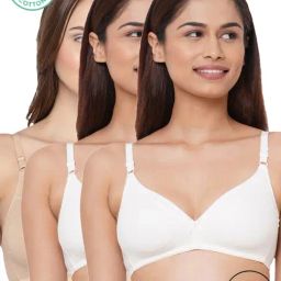 Inner Sense White & Beige Half Coverage T-Shirt Bra - Pack of 3-picture-8