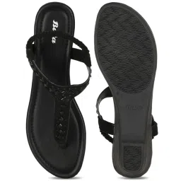 Bata Women's Black T-Strap Sandals image 3