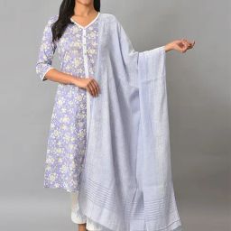 Aurelia Blue Cotton Woven Pattern Dupatta-image-27
