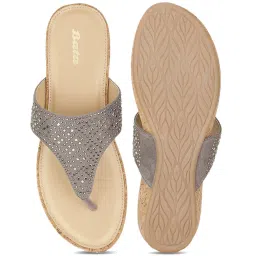 Bata Women's Grey Thong Wedges image 3