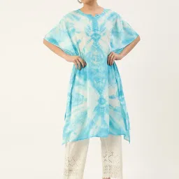 maaesa Sky Blue Tie & Dye A Line Kaftan image 1