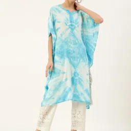 maaesa Sky Blue Tie & Dye A Line Kaftan image 4