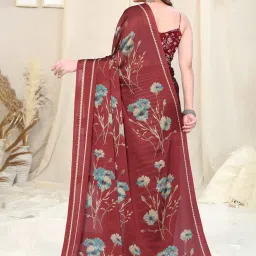 MIRCHI FASHION Maroon Printed Saree With Unstitched Blouse image 2