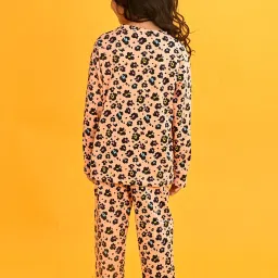 Anthrilo Girls Peach Printed Pyjama Set image 2