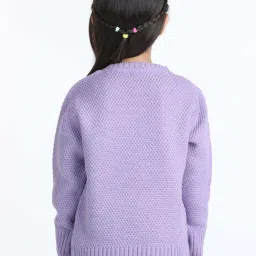 Wingsfield Girls Purple Self Full Sleeves Sweaters & Cardigans image 2