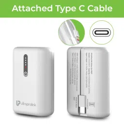 UltraProlink UM1121 10000mAh 22.5W Juice-UP Grip Compact Power Bank with LED Indicators (White) image 3