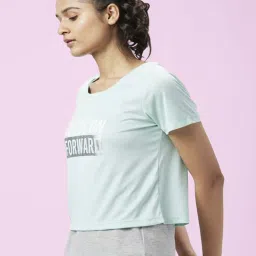 Ajile by Pantaloons Mint Green & Grey Graphic Print Sports Top With Inner image 3