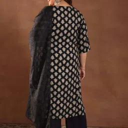 Extra Love By Libas Black Printed Kurta Salwar with Dupatta image 2