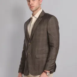 AD by Arvind Brown Regular Fit Check Blazer image 3